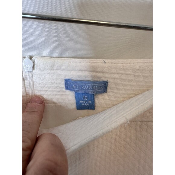 J Mclaughlin Womens White lined Scallop Edge Straight Skirt $168 Sz 10 Pretty! - Picture 5 of 6